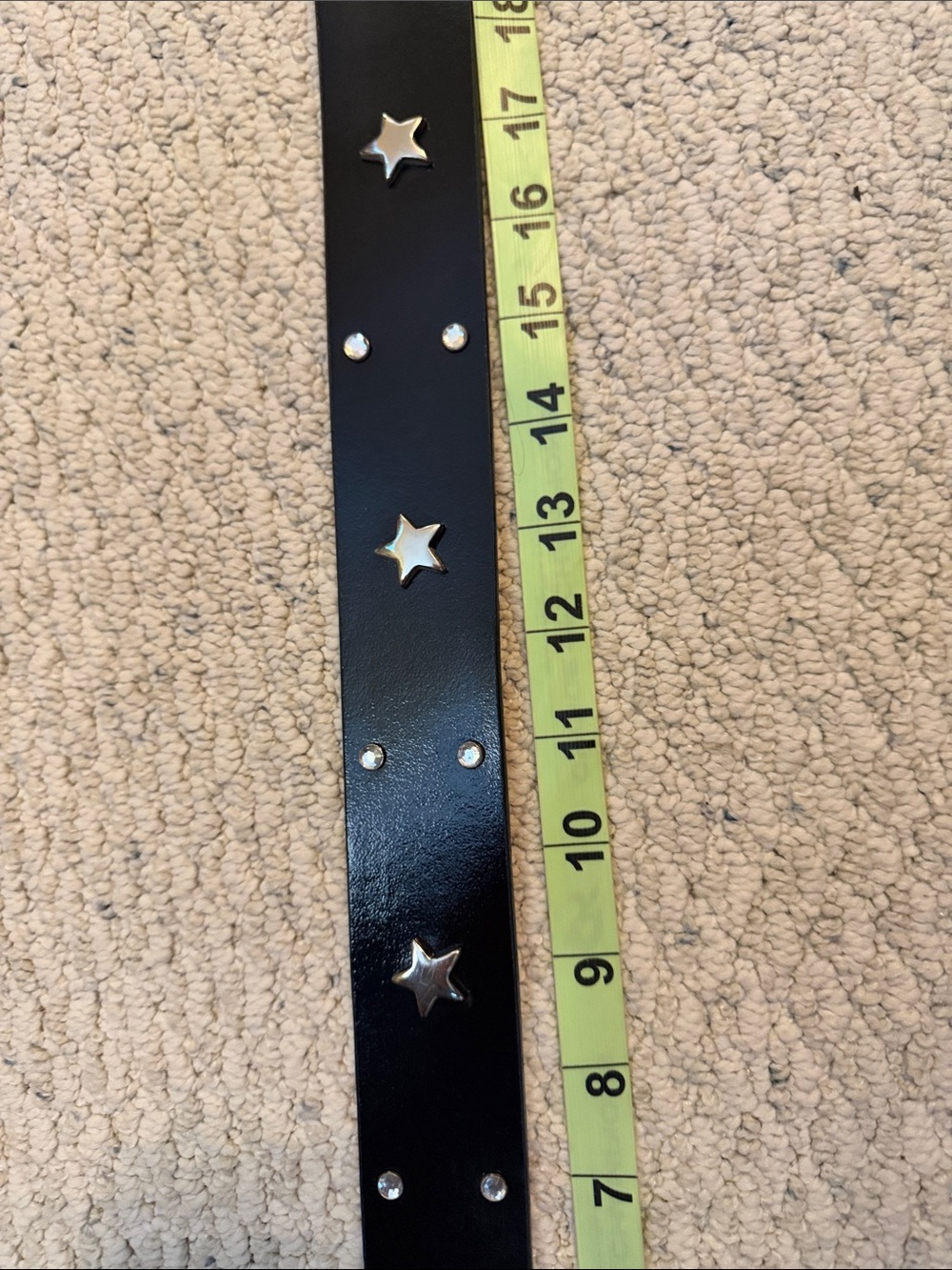 Guess Black Leather Star-Studded Belt with Silver Buckle - Picture 4 of 15